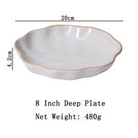 Assiettes creuses en grès de forme irrégulière de 8 pouces, assiettes de table domestiques, assiettes de service pour restaurant, assiettes à steak en céramique personnalisées OEM