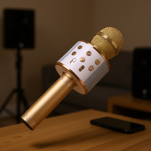 Microphone sans fil rechargeable Myrva Bluetooth en métal pour karaoké, enregistrement vocal et diffusion en direct - Product Image 2