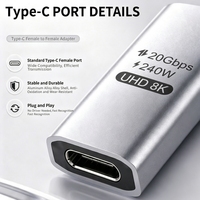 Adaptateur USB C Femelle-Femelle, Coupleur Type-C 20 Gbit/s avec Charge Rapide 240 W et Vidéo UHD 8K60Hz, Double Face
