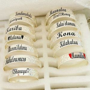 JX229, brazalete ancho <span class=keywords><strong>de</strong></span> 15mm con nombre personalizado, joyería <span class=keywords><strong>de</strong></span> tamaño para niños y adultos, regalos para hijo, hija, padre, madre, abuela, <span class=keywords><strong>abuelo</strong></span> - Product Image 2