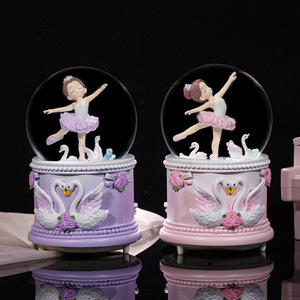 Caja Musical de Bola de Nieve con Bailarina de <span class=keywords><strong>Ballet</strong></span> y Cisne, Base de Cisne, Bola de Cristal Musical Iluminada, Adorno de Mesa, Regalo de Cumpleaños para Niños - Product Image 3