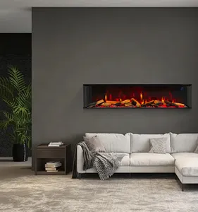 Virtual Simulation Sparkle Flame Insert Or Freestanding Luxury European Outdoor 3 Double-sided Electric Eco Fireplace