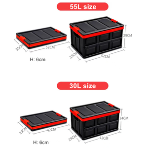 Cubo de almacenamiento plegable de 30 o 55 litros con tapa, caja de almacenamiento apilable de plástico con bolsa de revestimiento interior - Product Image 2