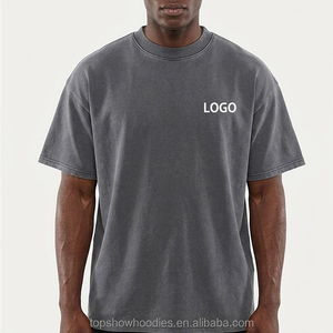 T-shirt Oversize da Uomo in Cotone 100% Pesante, con Collo Alto e Spalle Cadenti, Stile Streetwear, Personalizzabile OEM - Product Image 2