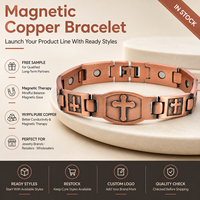 Joyería Magnética de Cobre Puro, Pulsera de Terapia Magnética, Placa de Identificación con Cruz Vintage, Venta al por Mayor, Regalo Personalizado, Disponible en Stock