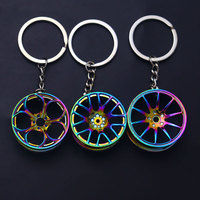 Mini porte-clés de roue de pneu 3D Simulation de roues de course Pièces automobiles Forme de moyeu de voiture Pendentif en alliage de zinc Porte-clés de moyeu de voiture créatif