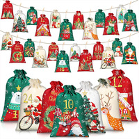 Nouvelles pochettes cadeaux personnalisées en toile de jute avec cordon de serrage pour Noël, sacs cadeaux pour l'arrivée de Noël