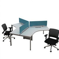 Bureau de travail ouvert moderne personnalisable 3 places en acier avec cloisons pour immeuble de bureaux