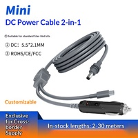 Cable de Alimentación CC Mini 2 en 1 Tipo-C, Cargador para Auto con Conector para Encendedor de Cigarrillos