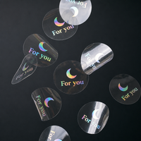 Autocollant holographique transparent personnalisé, autocollant rond à estampage laser, autocollant décoratif, autocollant imperméable