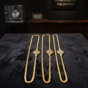 สร้อยคอทองคำแท้ 14K 18K 24K ประดับเพชร CZ แบบไมโคร พร้อมโซ่ทองเหลือง สร้อยคอแบบดั้งเดิม เครื่องประดับทองประดับเพชร CZ ขายส่ง - Product Image 6