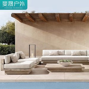 Set Divano <span class=keywords><strong>da</strong></span> Esterno per Villa, in Teak del Myanmar, Impermeabile, Mobile, Design Moderno, per <span class=keywords><strong>Giardino</strong></span> e Piscina, <span class=keywords><strong>Mobili</strong></span> in Legno Massello - Product Image 4