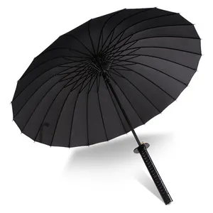 KLH401 Samurai Sword Automatic Sun Umbrella Outdoor Windproof Advertising Black Rain Umbrella Japanese Katana Umbrellas