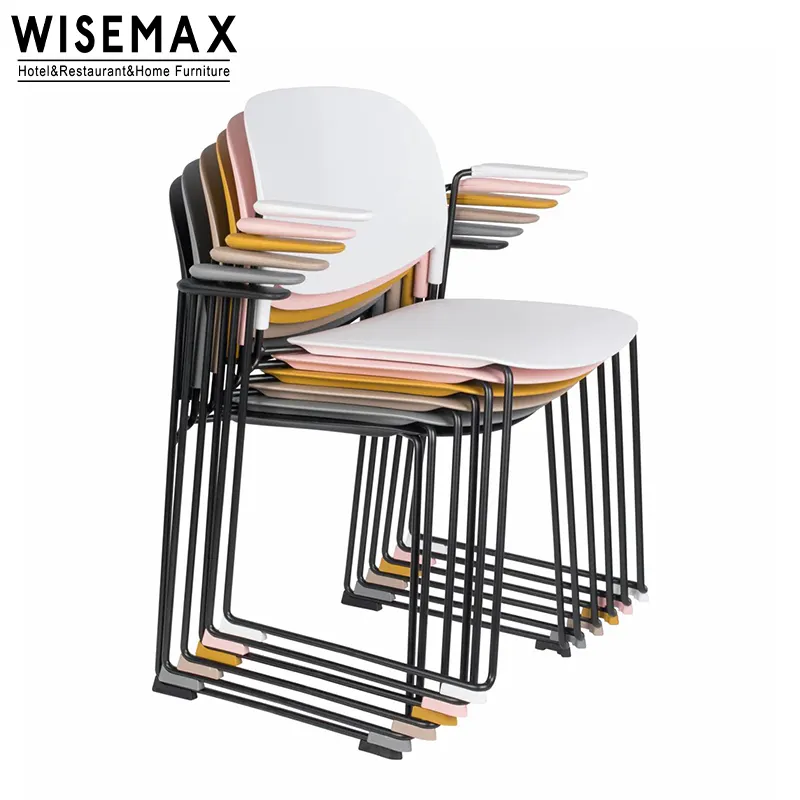 WISEMAX MÖBEL Nordische Büromöbel Stapelbarer Kunststoff-Arbeits bürostuhl Outdoor-Innen-Kunststoff-Esszimmers tuhl mit Armlehne