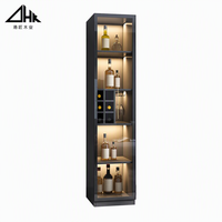 Armoire à vin modulaire moderne en verre avec éclairage LED, unité de rangement de luxe personnalisable pour présentation de spiritueux