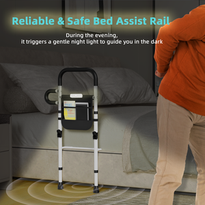 Barres de lit réglables pour la sécurité des personnes âgées, barres d'assistance au lit pour lit double, canne de lit portable pour seniors avec poche de rangement - Product Image 2