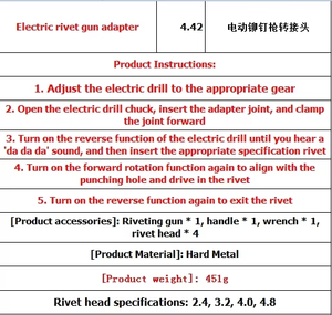 Taladro eléctrico de tracción de núcleo neumático de remachadora, pistola de tracción de remaches, cabezal de conversión de clavos - Product Image 6