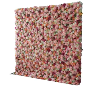 S0485 Custom 5D 3D Rose Hydrangea Roll Up Cloth Flower Wall Wedding Decor Artificial Silk Flower Panel Backdrop Flower Wall