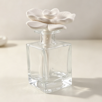 Diffuseur de parfum d'ambiance de luxe 150 ml en verre écologique avec pierre aromatique en céramique parfumée à la lavande et bâtonnets en rotin