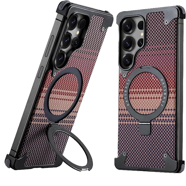 Luxury Ultra Metallic Frosting Aramid Carbon Fiber for for S25 Ultra Business Mobile Phone Case Shockproof Magnetic Ring