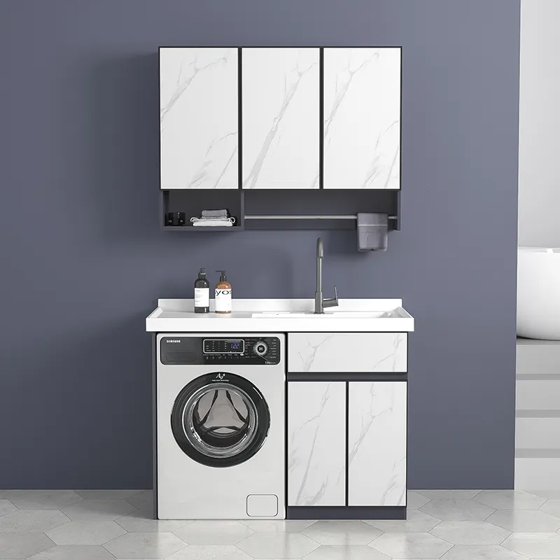 BMCUN Máquina de lavar roupa personalizada para parede, pia de banheiro, armário moderno, armário espelhado