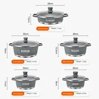 Batterie de Cuisine Antiadhésive Moderne Moulée sous Pression de Dix Pièces, Marmite à Soupe et Faitout en Aluminium pour Usage Domestique et Commerce International