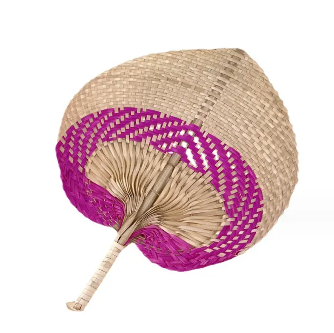 Atacado Personalizar Bambu Artesanato Weave Palm Leaf Mão Fan