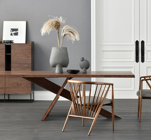 Nuovo Tavolo da Pranzo Allungabile in Legno Massello di Noce Nero Nordamericano, Design Moderno Minimalista Italiano WMJ - Product Image 4