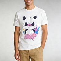 T-shirt décontracté unisexe LUSHANGHAI style chinois créatif à manches courtes, col rond, en pur coton, imprimé animal, coupe ample