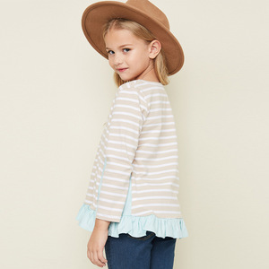 Children's <b>Personalised</b> Mixed Color Striped Long Sleeve T-Shirts Aliabba Stock Price - Product Image 2