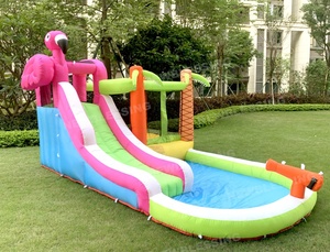 Flamingo Trampoline <b>Inflatable</b> Oxford Castle <b>Water</b> <b>Slide</b> Toddler House Kids Jumper NBOB-231 Trampoline House Flamingo Tra - Product Image 4