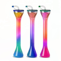 Gobelets en plastique de 24 oz pour boissons de fête, longs, avec couvercle et paille, pour slush et autres boissons