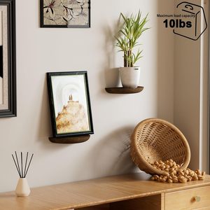 Estantes Flotantes de Madera Maciza Semicirculares, Elegantes Estantes Flotantes para Salas de Estar, Baños, Dormitorios, <span class=keywords><strong>Oficinas</strong></span> - Product Image 2