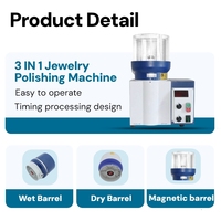 Outils de polissage de bijoux Gobelet magnétique 3 en 1 Machine de polissage de bijoux avec vitesse réglable pour bijoux en or