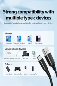 Multifunktionale Nylon geflochtene USB A zu Typ C schnelles Aufladen Micro 5 Pin 8 Pin usb-c Typ-C usb-Datenkabel für iPhone