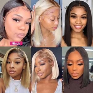 Perruques Bob droites cheveux humains dentelle avant perruque courte 613 couleur originale perruques de cheveux brésiliens pour les femmes noires - Product Image 3
