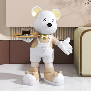 Büyük Reçine El Boyaması Melek Aşk Ayısı ve Ay Müzikal Heykel Premium Düğün Zemin Dekorasyonu - Product Image 5