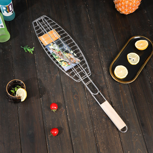 Grille de barbecue en fil de fer robuste pour poisson grillé, avec pince de barbecue extérieure à poignée métallique, multifonction, facile à nettoyer - Product Image 1