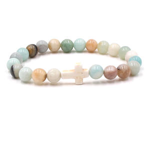 Cadeaux chrétiens <span class=keywords><strong>Bracelet</strong></span> croix pour femmes Foi Pâques Catholique Bijoux religieux Significatif Baptême Communion Bracelets en pierre - Product Image 4