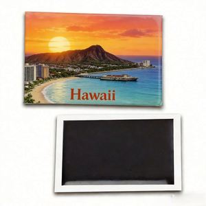 Hawaii Island Sunset <b>Fridge</b> Magnet Waikiki Vacation Dolphin Tropical Beach Landscape Souvenir for Wholesale and Retail Shops - Product Image 1