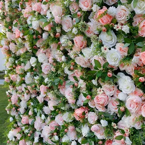 Pink White Rose Flower Wall Factory Custom Wedding Props Artificial Flower Wall