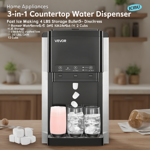 Distributeur d'eau de comptoir Vevor 3-en-1, stockage de glace de 4 lb, fabrication rapide de glace, utilisation domestique et en cuisine - Product Image 2