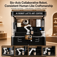 Bras de robot collaboratif à 6 axes, machine à café à écran tactile entièrement automatique, machine à latte art, kiosque commercial pour barista