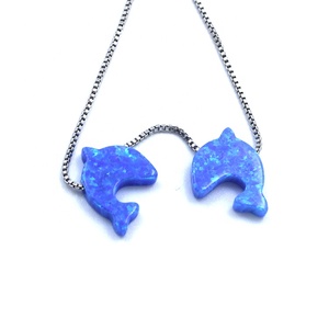 Opali bianchi sintetici all'ingrosso 7x10mm Half Moon Blue Opal Bead Moon Shape - Product Image 5
