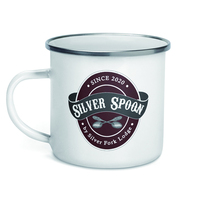 Promotion des ventes en gros tasse en métal émaillé jaune blanc tasses en céramique logo personnalisé impression tasse en émail par sublimation