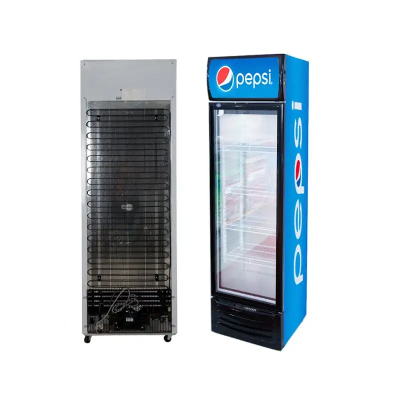 ホイール付きシングル温度スタイルショーケース冷蔵庫商用クーラー冷凍庫ガラスドア空冷スーパーマーケットディスプレイ冷蔵庫