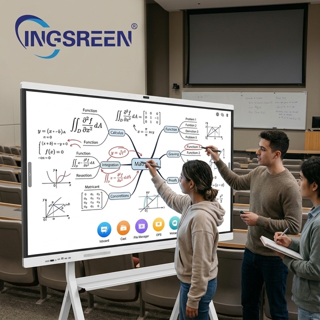 INGSCREEN  Interactive Flat Panel Display Dual System 4K UHD Anti-Glare Touch Screen Smart Board for Classroom and Conference