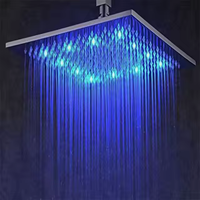Système de douche de plafond noir pour appartement et hôtel, avec robinet de douche en céramique unique à hydromassage et diode lumineuse, en laiton poli, à jet pluie