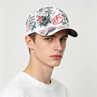Gorra de Béisbol con Estampado de Letras de Graffiti, Visera Curva, Estilo Hip Hop Urbano, Ajustable, Informal de Negocios, Deportiva, de Lona