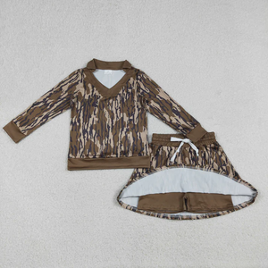 Ropa para Bebés Recién Nacidos, Ropa para Niños al por Mayor, Ropa para Niñas, Conjuntos de Ropa para Bebés con Camiseta de Manga Larga con Estampado de Camuflaje, Falda y Pantalones Cortos - Product Image 6